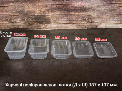 Різні розміри харчових лотків